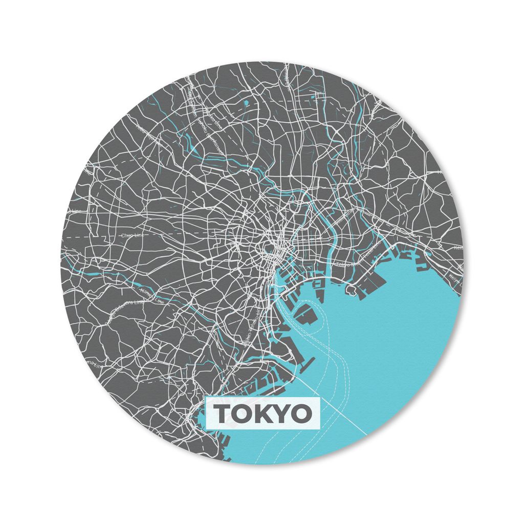 MuchoWow Mauspad Mousepad Tokio - Blau - Stadtplan - Karte 50x50 cm - Mousepads - Maus Mat - Pad - Mausunterlage - Vinyl