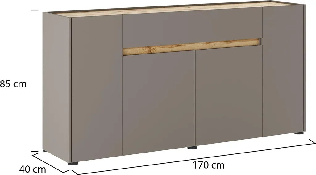 Solution de Rangement 170 cm Gris Taupe : Buffet Moderne à 3 Étagères