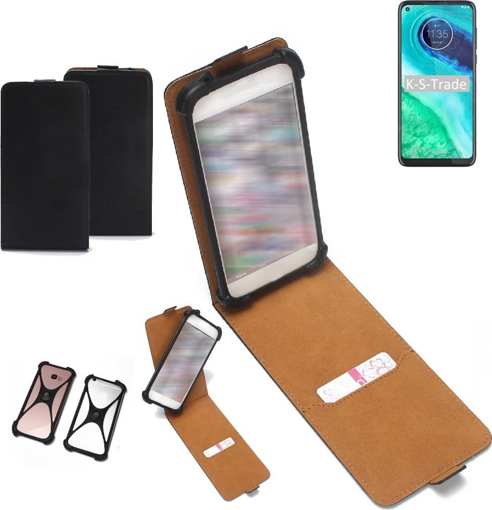 K-S-Trade Handyhülle Schutzhülle kompatibel mit Motorola Moto G8 Hülle Case Cover Flip Style Bumper schwarz 1x