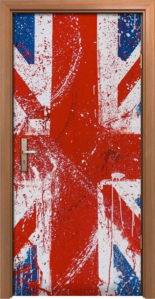Türposter 90x200 cm Türaufkleber Türtapete Türfolie Klebefolie Flagge London Graffiti Union England