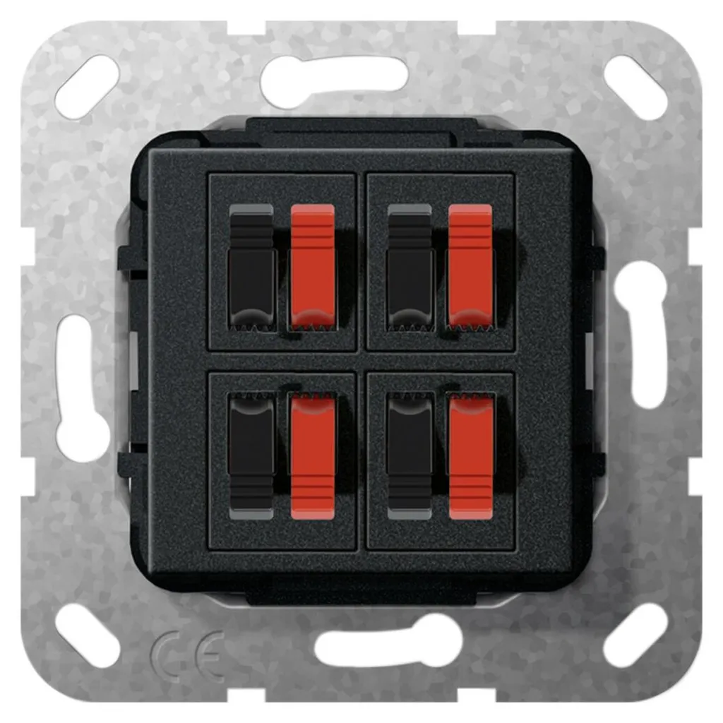 Connecteur Audio Gira 569410 Noir Encastré 4 pôles pour Enceintes