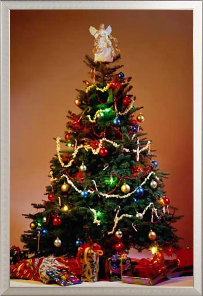 Décoration Murale de Noël : Poster Sapin avec Cadre Argenté Shinsuke