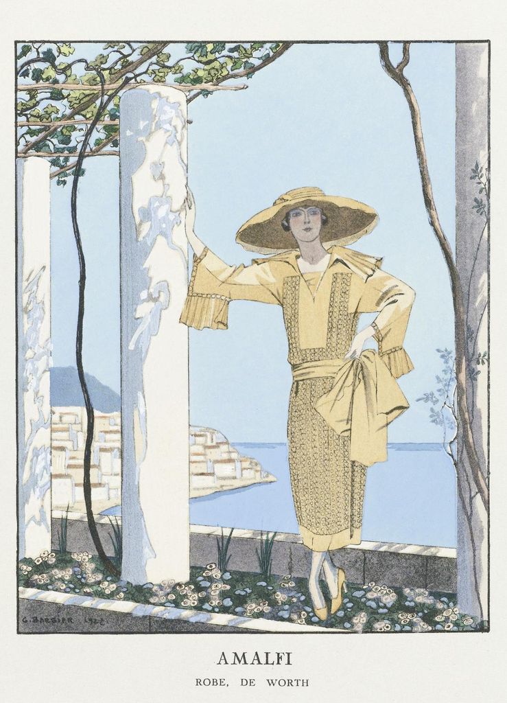 Plakat 13x18cm Amalfi, Barbier Vintage für Salon