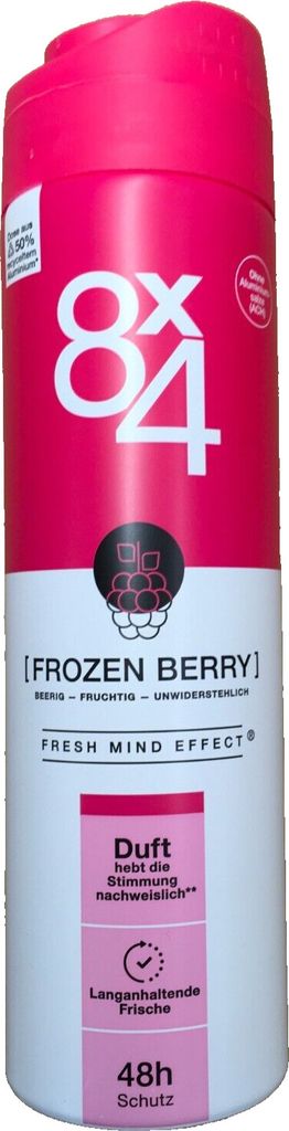 8X4 Frozen Berry Deospray, Deodorant mit fruchtig-floralem Duft, erfrischendes Deo ohne Aluminium (ACH) mit 48h Schutz für jeden Hauttyp (150 ml)