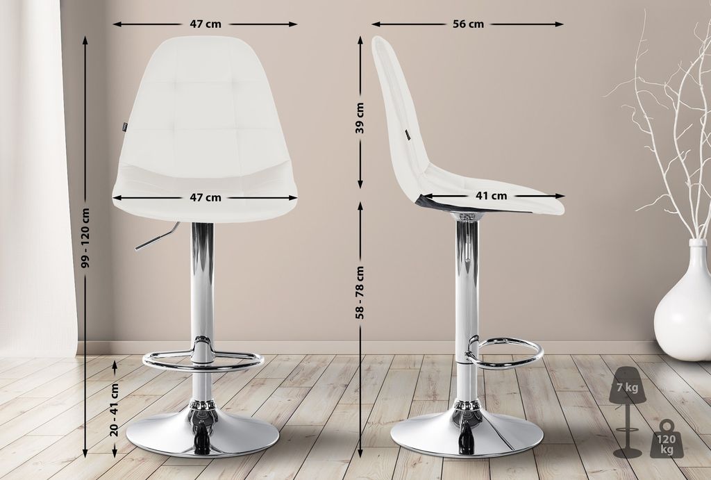 Barhocker HLO-CP316 Kunstleder C weiß