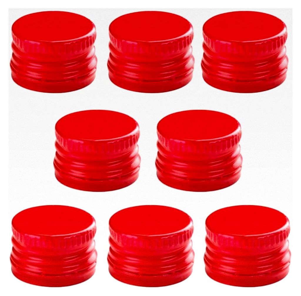100 Stück Aluminium Schraubverschluss 28mm Gewindekappen Deckel für Flaschen ROT 28/18