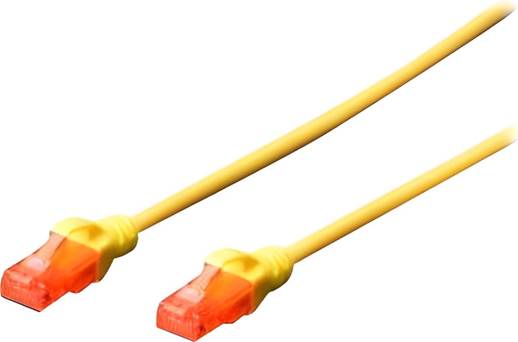 DIGITUS CAT 6 U-UTP Patchkabel, 0,5m, LAN DSL Ethernet Kabel, LSZH, Kupfer, AWG 26/7, gelb