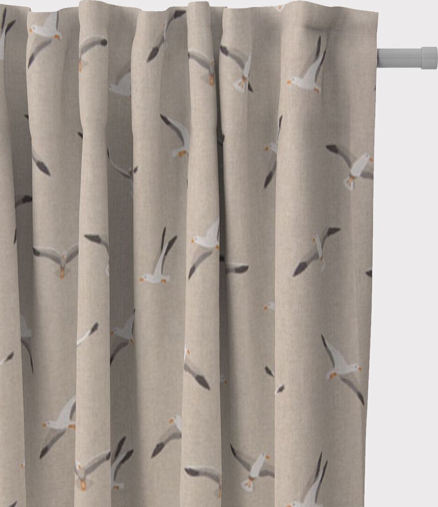 SCHÖNER LEBEN. Vorhang Möwen natur 245cm oder Länge wählbar aus Standardgrößen Aufhängung Smok-Schlaufenband