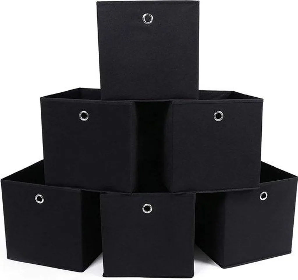 Boîtes de rangement noires pliables en tissu résistant lot de 6