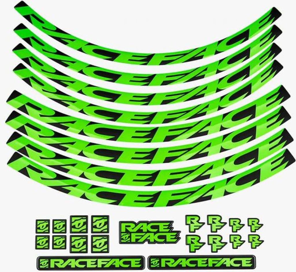Race Face Laufrad Decal Set, XL, neon grün - auffälliges Tuning für dein Bike...