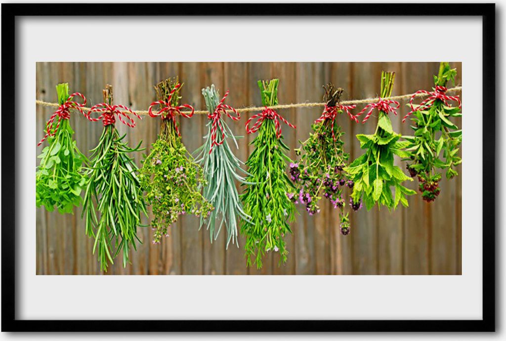 Bild 60x40 MDF-Rahmen Wandkunst Getrocknete Kräuter Blätter Natur