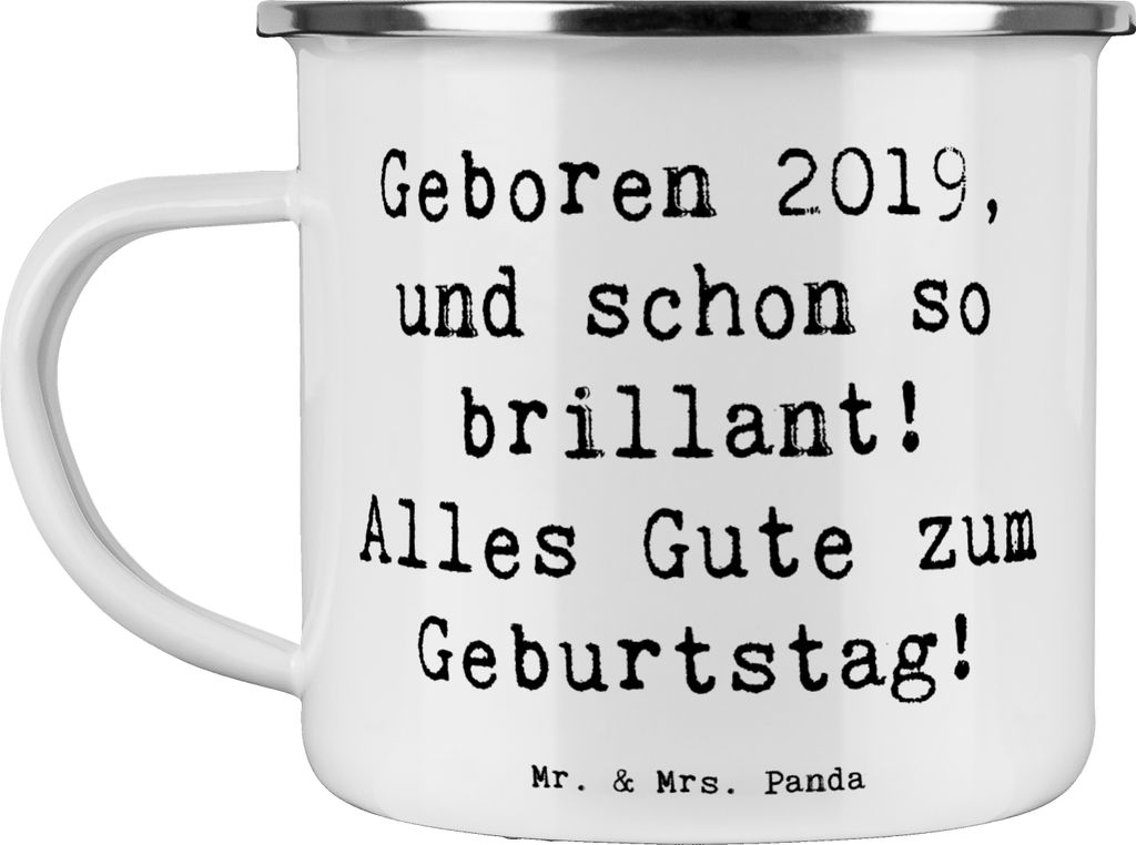 Mr. & Mrs. Panda Emaille Becher Spruch 2019 Geburtstag - Produktbild 