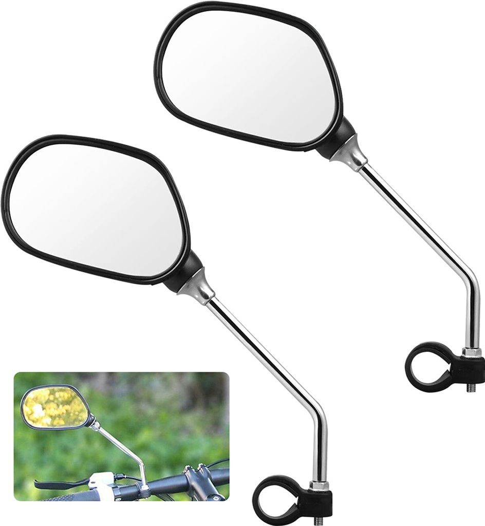 2 Stueck Fahrrad Fahrrad MTB Lenker Einstellbare Rueckspiegel Seitenspiegel Ersatz Schwarz