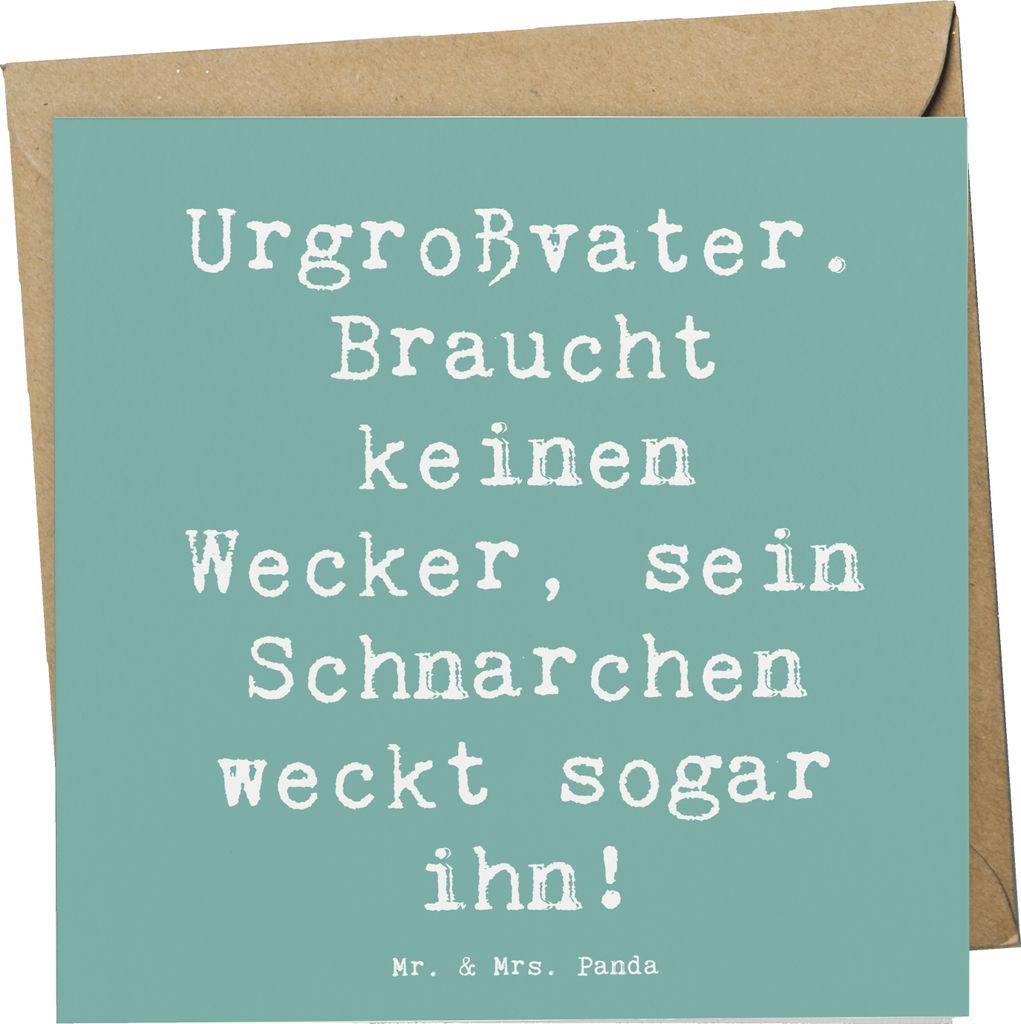 Mr. & Mrs. Panda Grußkarte Spruch Urgroßvater Schnarchen - Meeresbrise - Geschenk, Dankeschön, Klappkarte, Jubiläen, anlasskarte, persönliche ...