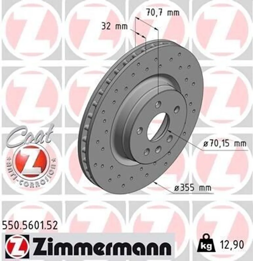 Supprimez les vibrations au freinage : Disque Zimmermann 550.5601.52