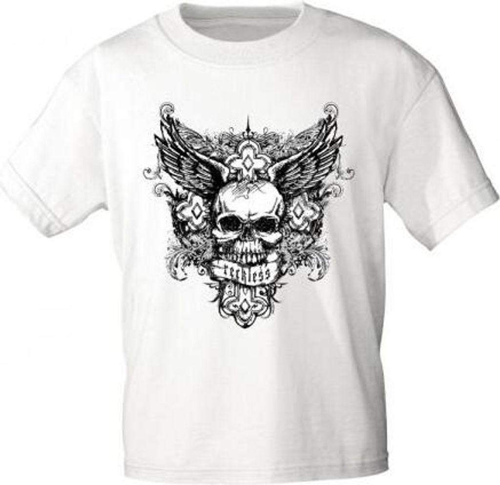 T-Shirt mit Print Totenkopf Skull Reckless 10834 weiß Gr. Produktbild 
