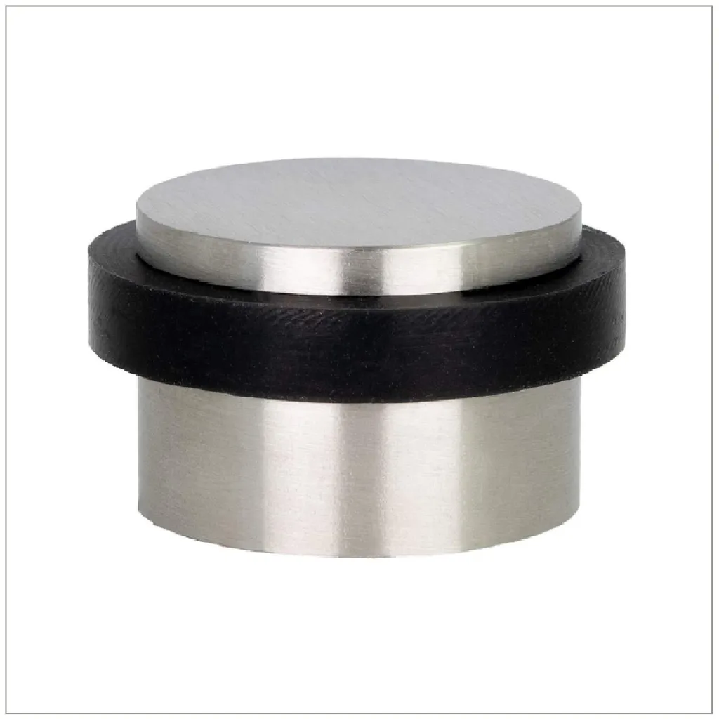 Butoir de porte cylindrique autocollant en Inox et Caoutchouc Noir