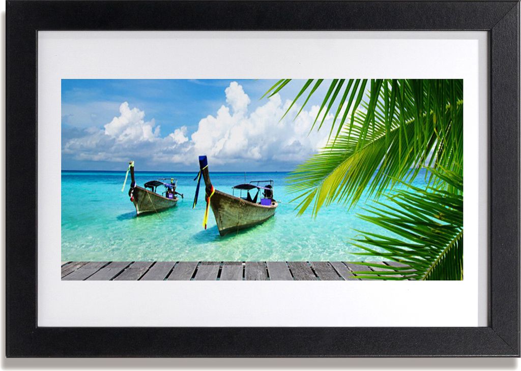 Bild 30x20 MDF-Rahmen Wandkunst Boot Sea Landschaft