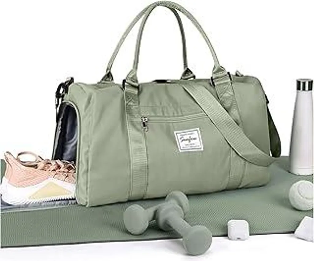 Borsa da Nuoto Impermeabile Grigio-Verde - Scomparto Scarpe e Umido
