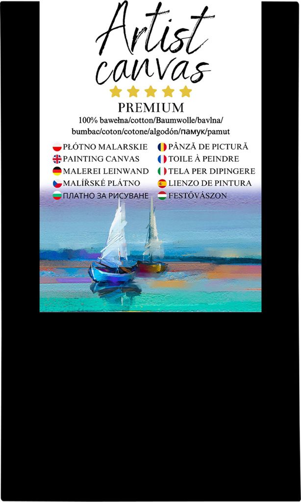 Tela su telaio, 100% cotone, 330 g/m², fondo nero 60X100 cm Immagine del prodotto 