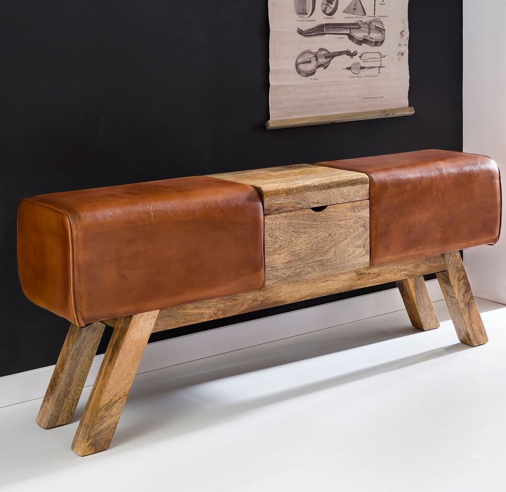 FineBuy Design Turnbock Echtleder Sitzbank Produktbild 