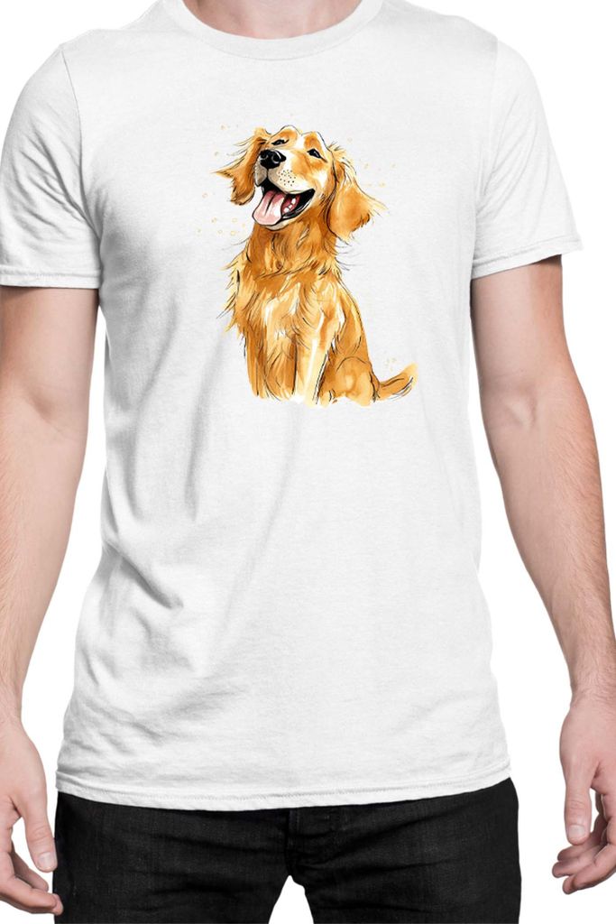 Herren T-Shirt Funny Dogs Breeds Golden Retriever Dog Breed 010, Man 4XL / Weiß