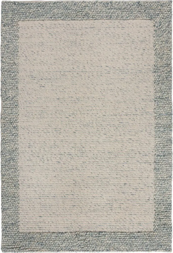 Tapis en laine bouclée bleue 80x150 cm - Texture Bobble ultra douce