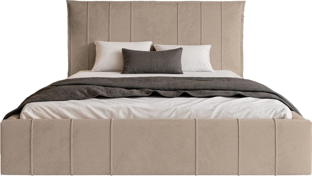 FEDVE Polsterbett Acate aus Velvet 180x200 cm, Beige