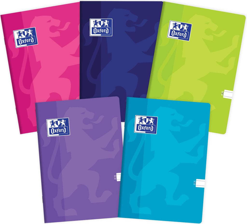 Oxford Touch Schulheft A5 Kladde 32 linierte Blätter mit Seitenrand, Optik Paper 90 g, samtweicher laminierter Umschlag, Notizblock Set für Büro...