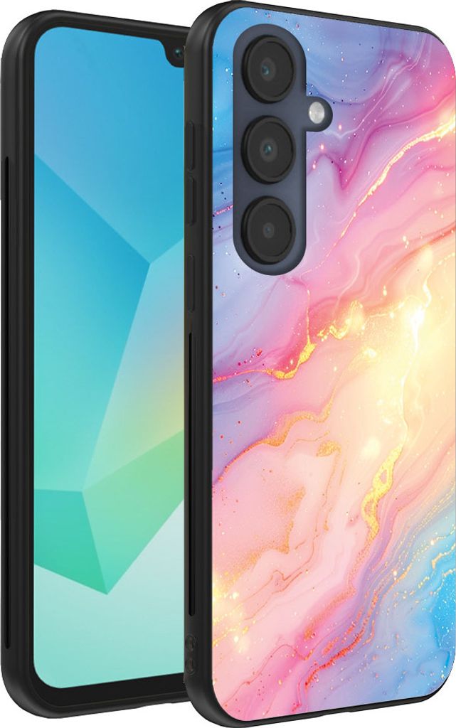 Smartphonica Telefon Fall geeignet für Samsung Galaxy A16 mit Regenbogen Glitter Marble Print - TPU Backcover Fall Regenbogen Glitter Marble Design