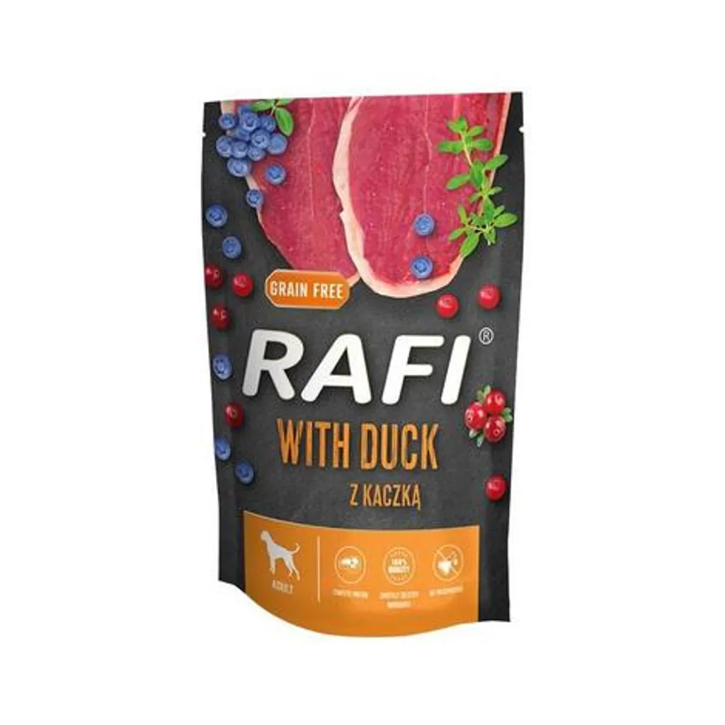 Nourriture humide pour chien RAFI au canard - Pack de 24 sachets 500g - 2