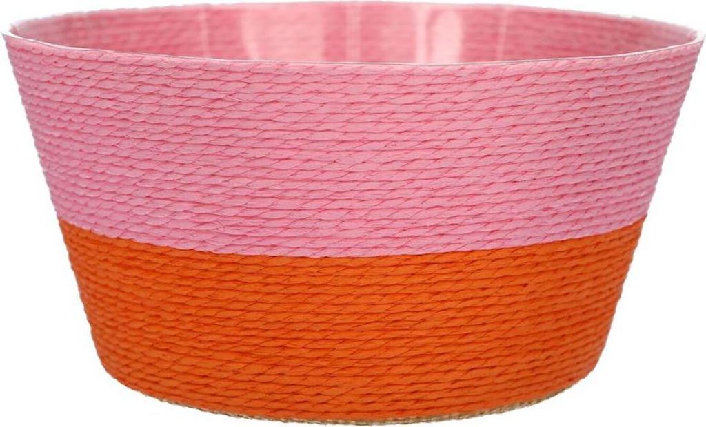 INNA-Glas Blumenkorb NERIONKO Duo, rosa-orange, 10 cm, Ø 19 cm - Pflanzkorb/Deko Topf