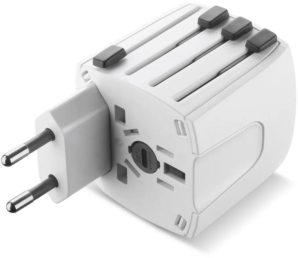 Adaptateur de voyage universel blanc - Chargeur mural multi-pays 60646