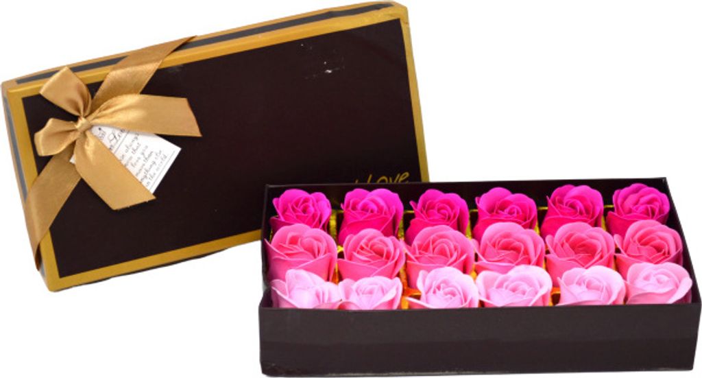 Itian 18 Stk Rose Seifen Blumen in Geschenk-Box, Faszinierender Duft von Rose