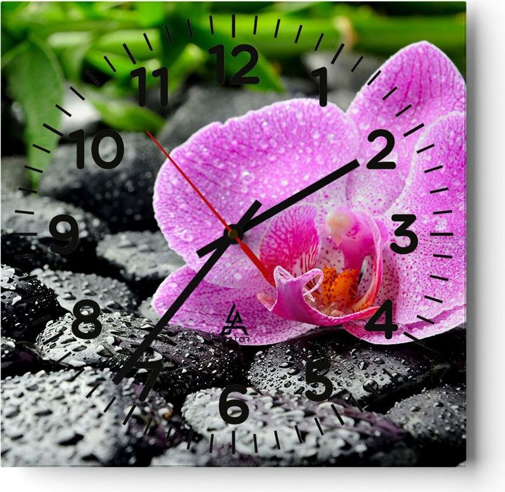 Wanduhr - Quadrat - Glasuhr - Asien bambus schönheit kultur - 30x30cm - Schleichendes Uhrwerk - Lautlos - zum Aufhängen bereit - Dekoration Moder...