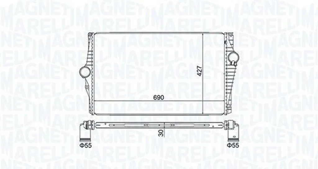 Intercooler MAGNETI MARELLI 351319205220 pour VOLVO XC90 I 2.4 D5 Turbo