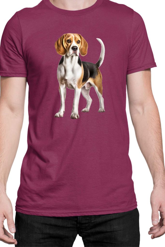 Herren T-Shirt Dogs Breeds Beagle Dog Breed 007, Man L / Burgundy