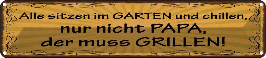 vianmo Blechschild 10x46 cm Alle chillen Papa muss grillen Spruch Zitat