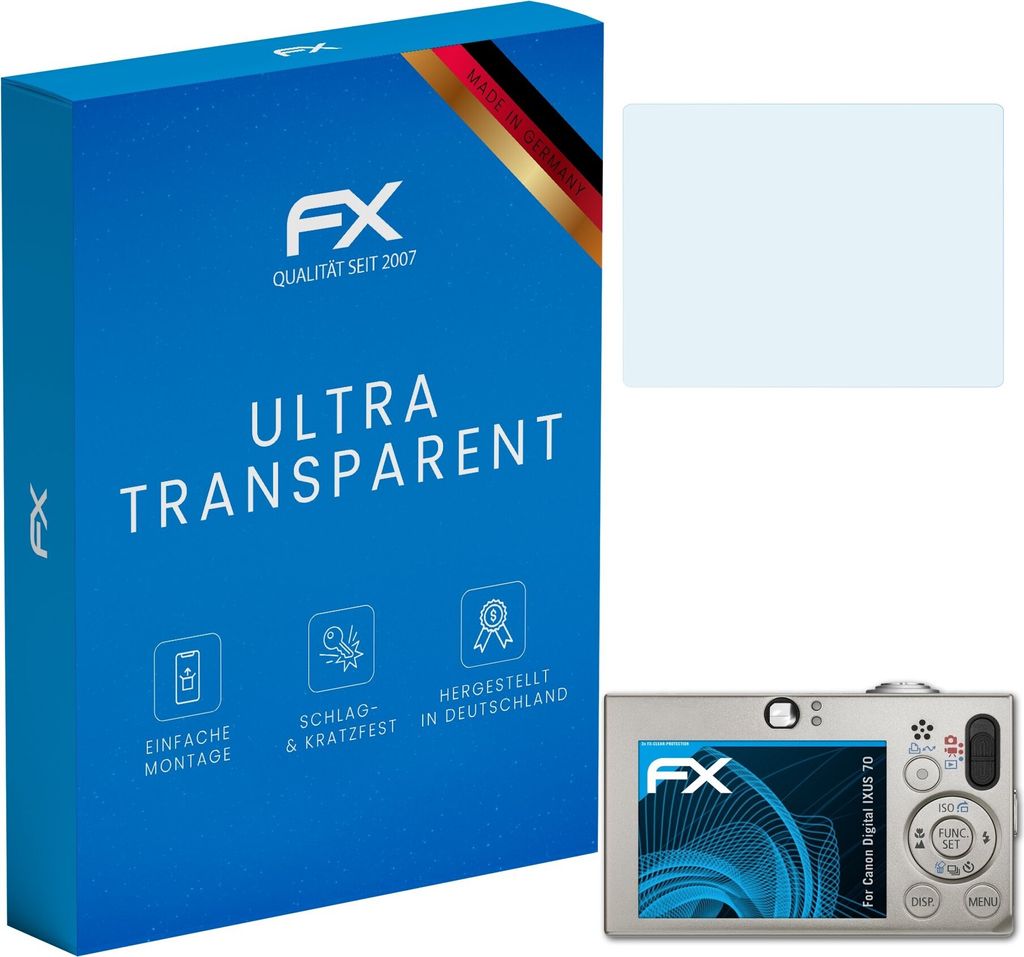 atFoliX FX-Clear 3x Schutzfolie kompatibel mit Canon Digital IXUS 70 Displayschutzfolie