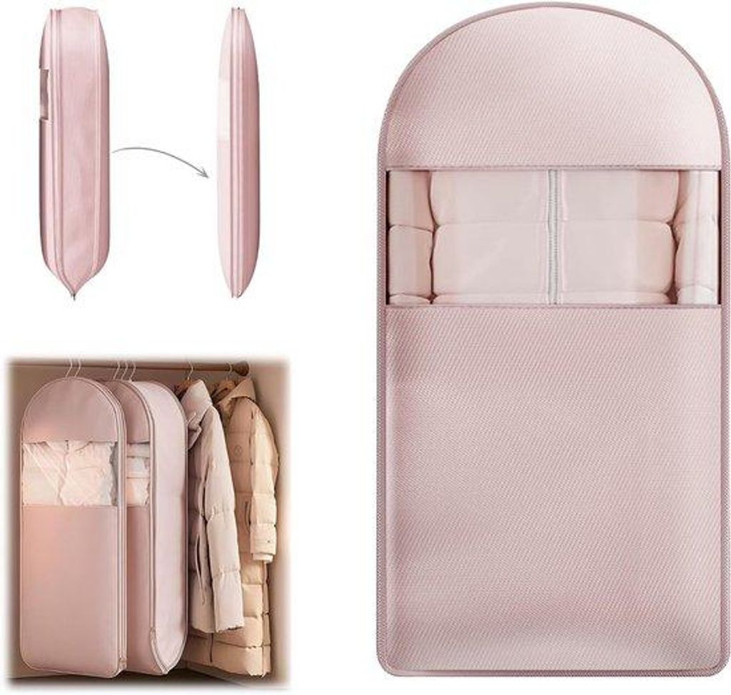 Kompakter, selbstschließende Hängertas mit Reißverschluss, transparenter Hängertas für Kleidung, dichter Tasche für Pullover, Kleidungstasche...