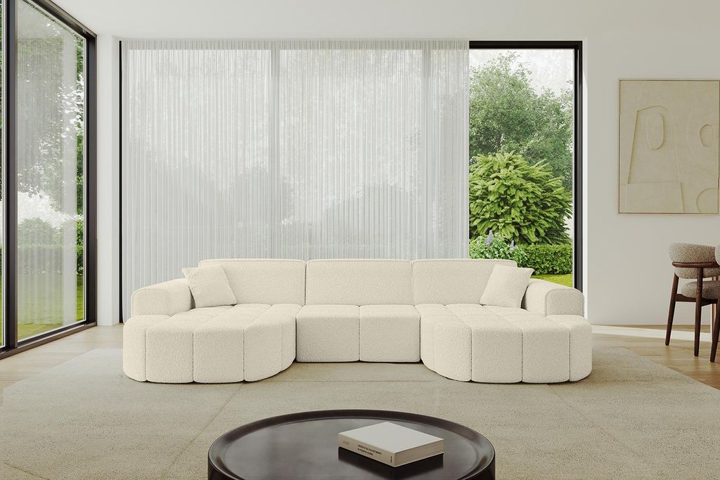 ALTDECOR Ecksofa in U-Form Livo-U1 - 315x173x79,5 cm Beige - Corner Sofa Bett Eckcouch Couch L-Form Wohnlandschaft Cauchsofa
