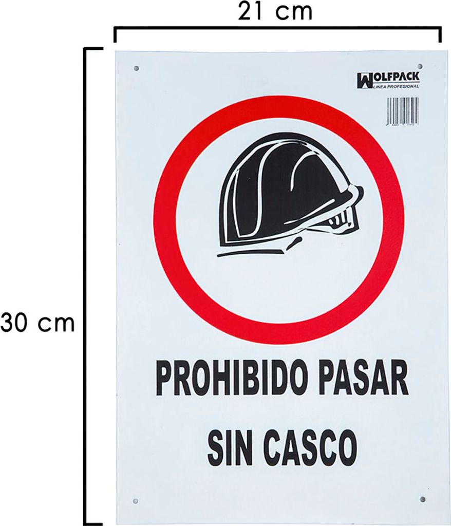 Hinweisschild Durchgang nur mit Helm 30x21 cm.