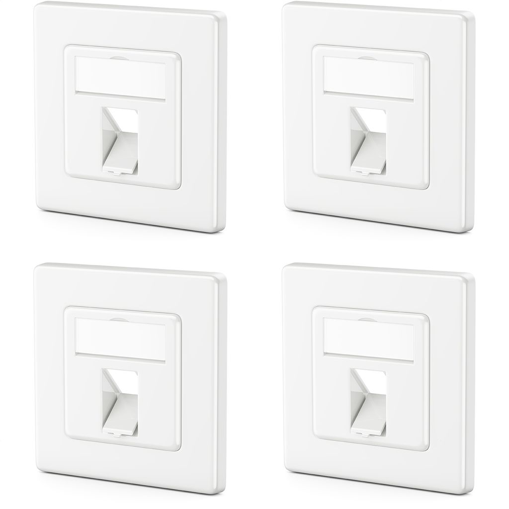 deleyCON 4x 1 Port LAN Anschlussdose Datendose Unterputzdose für Keystone Module 45° Gewinkelter Auslass für Keystone Module mit z.B. RJ45 Koaxi...