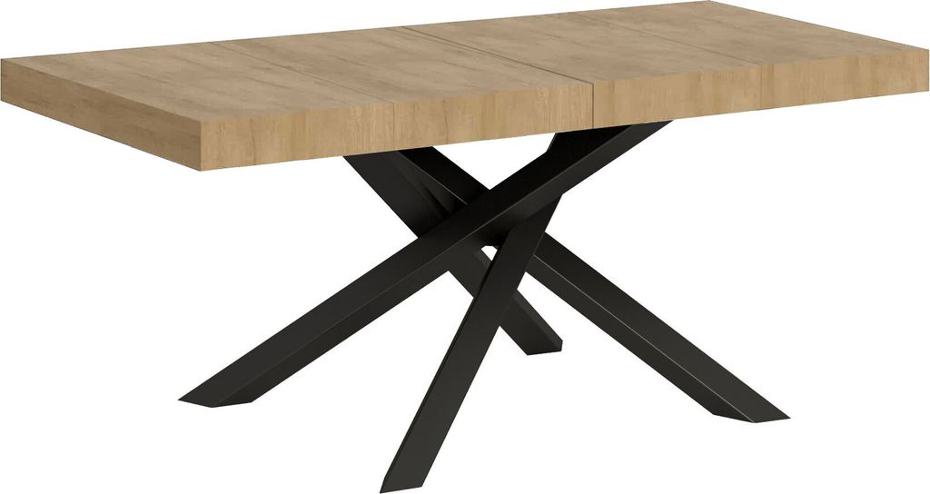 Ausziehbarer Tisch 90x140/244 cm Gestell Volantis Premium Eiche Natur Anthrazit