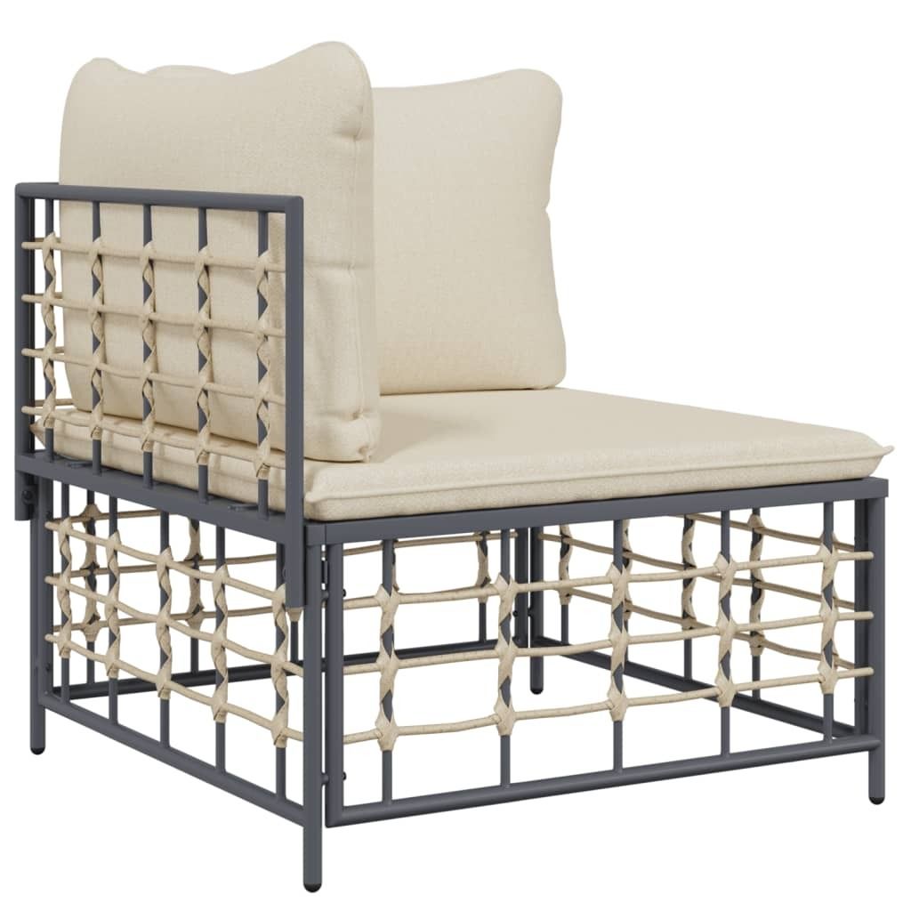 vidaXL Garten-Ecksofa mit Beige Kissen Poly Rattan Produktbild 