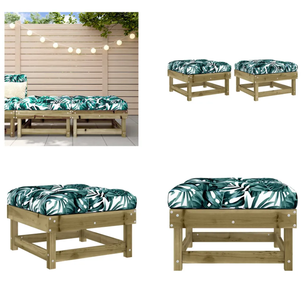 Sgabelli da Giardino vidaXL in Pino Impregnato 2 pz con Cuscini