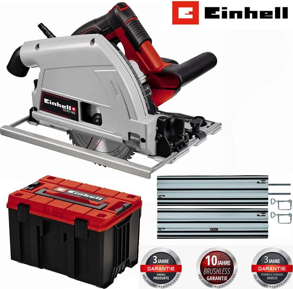 Einhell Tauchsäge TE-PS 165 1.200 Watt + Führungsschiene 2 x 1m Systainer