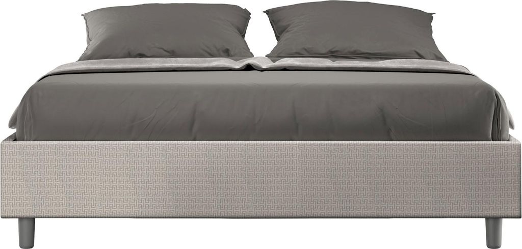 ITYHOME - Gepolstertes Bett ohne Lattenrost 160x200 mit Stoffbezug Labirinto 01 Weiß Azelia