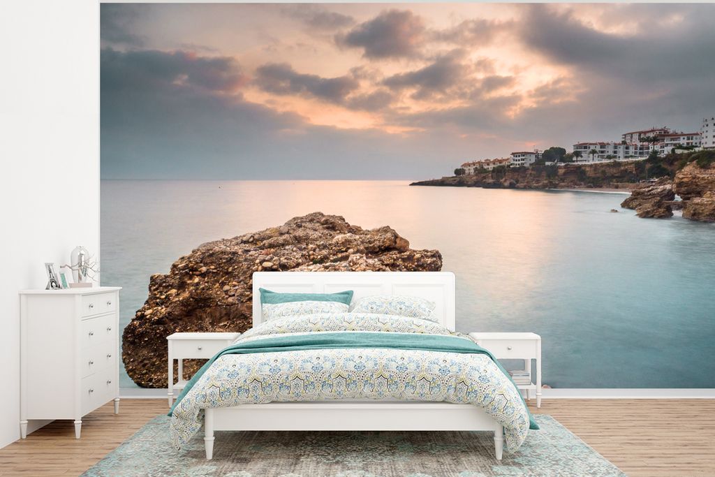 MuchoWow Fototapete für Wohnzimmer oder Schlafzimmer Wandtapete Vinyl Motivtapete Meerblick von Malaga Spanien - 320x240 cm - Tapeten