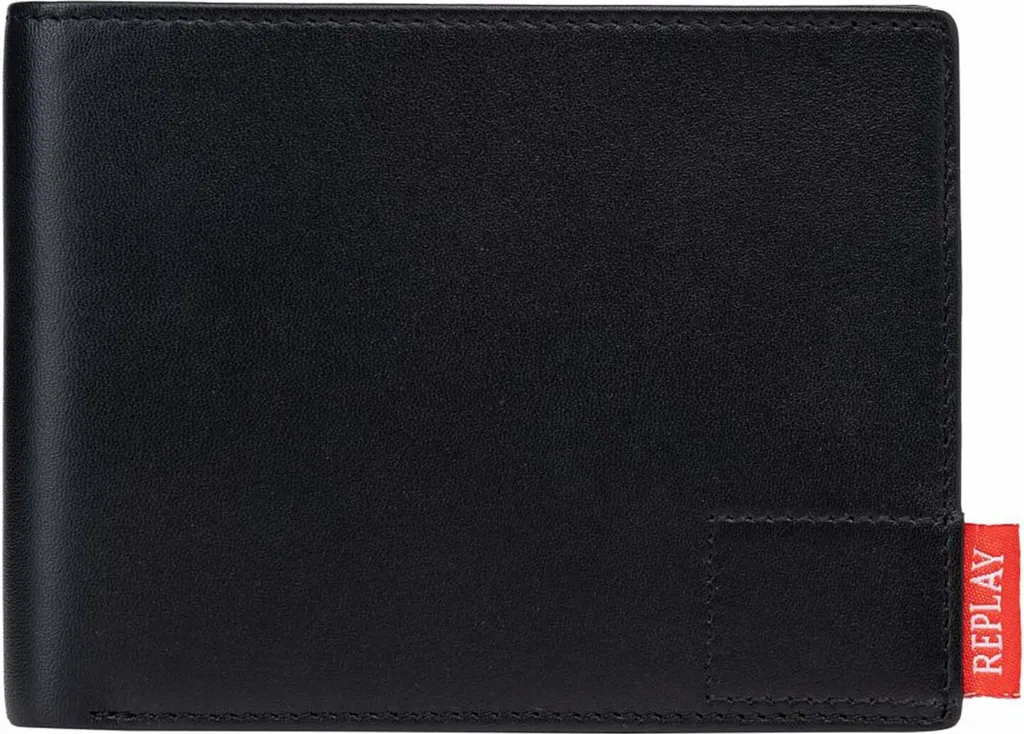 Replay Pelle Portafoglio Uomo Nero | Wallet Originale Slim in Vera Pelle